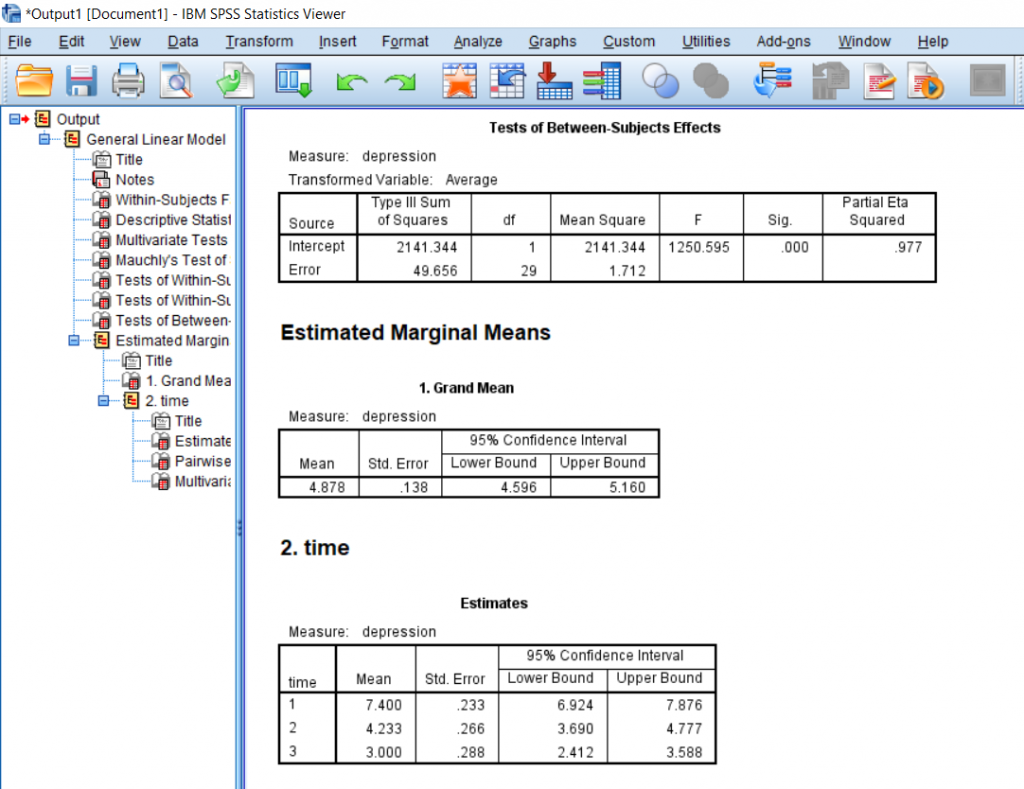 Screenshot of SPSS document